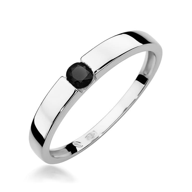 Inel Aur 9K cu Diamant Natural Negru 0.12 ct