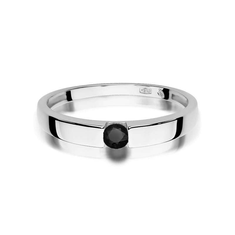 Inel Aur 9K cu Diamant Natural Negru 0.12 ct