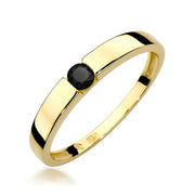 Inel Aur 9K cu Diamant Natural Negru 0.12 ct