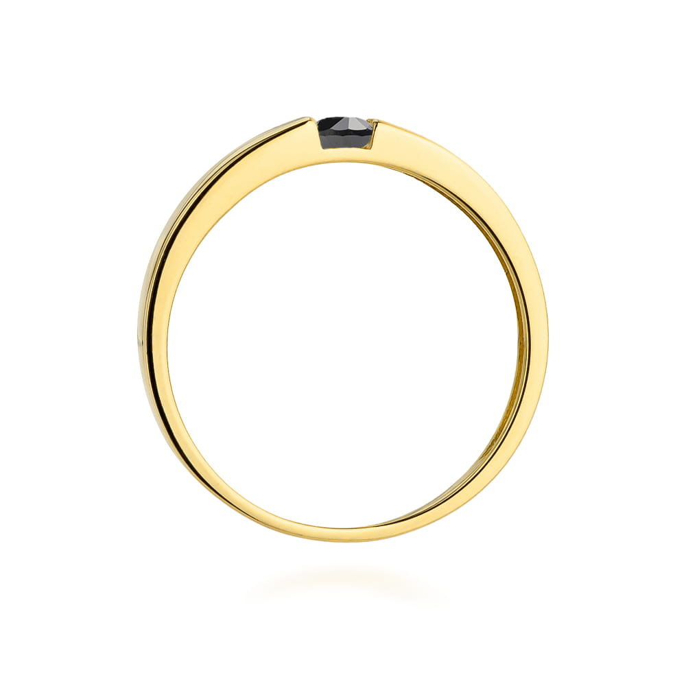 Inel Aur 9K cu Diamant Natural Negru 0.12 ct