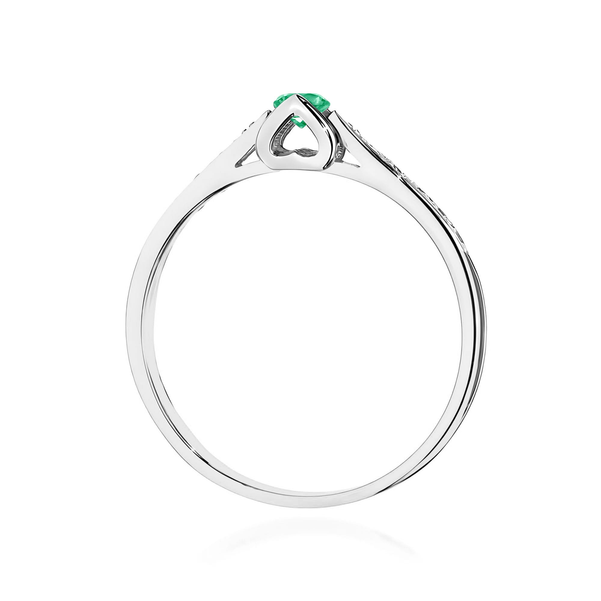 Inel Aur 9K cu Smarald 0.15 ct si Diamante Naturale 0.05 ct