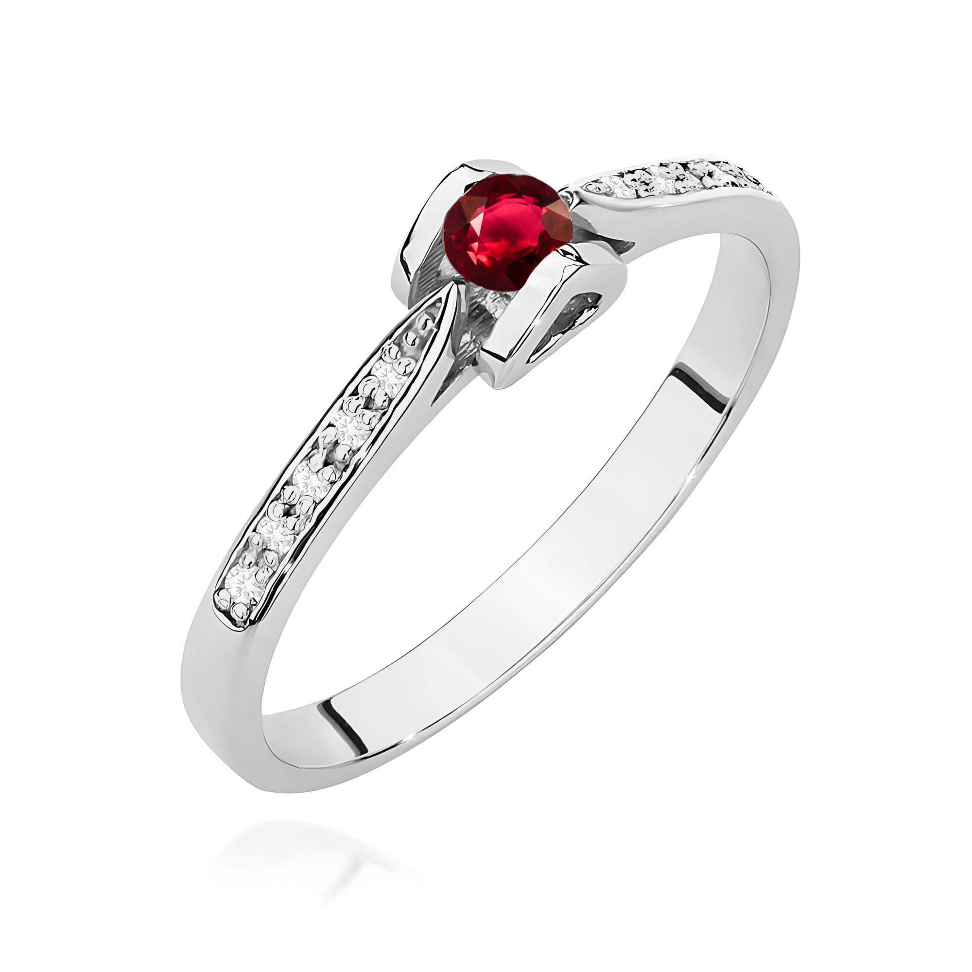Inel Aur 9K cu Rubin 0.15 ct si Diamante Naturale 0.05 ct