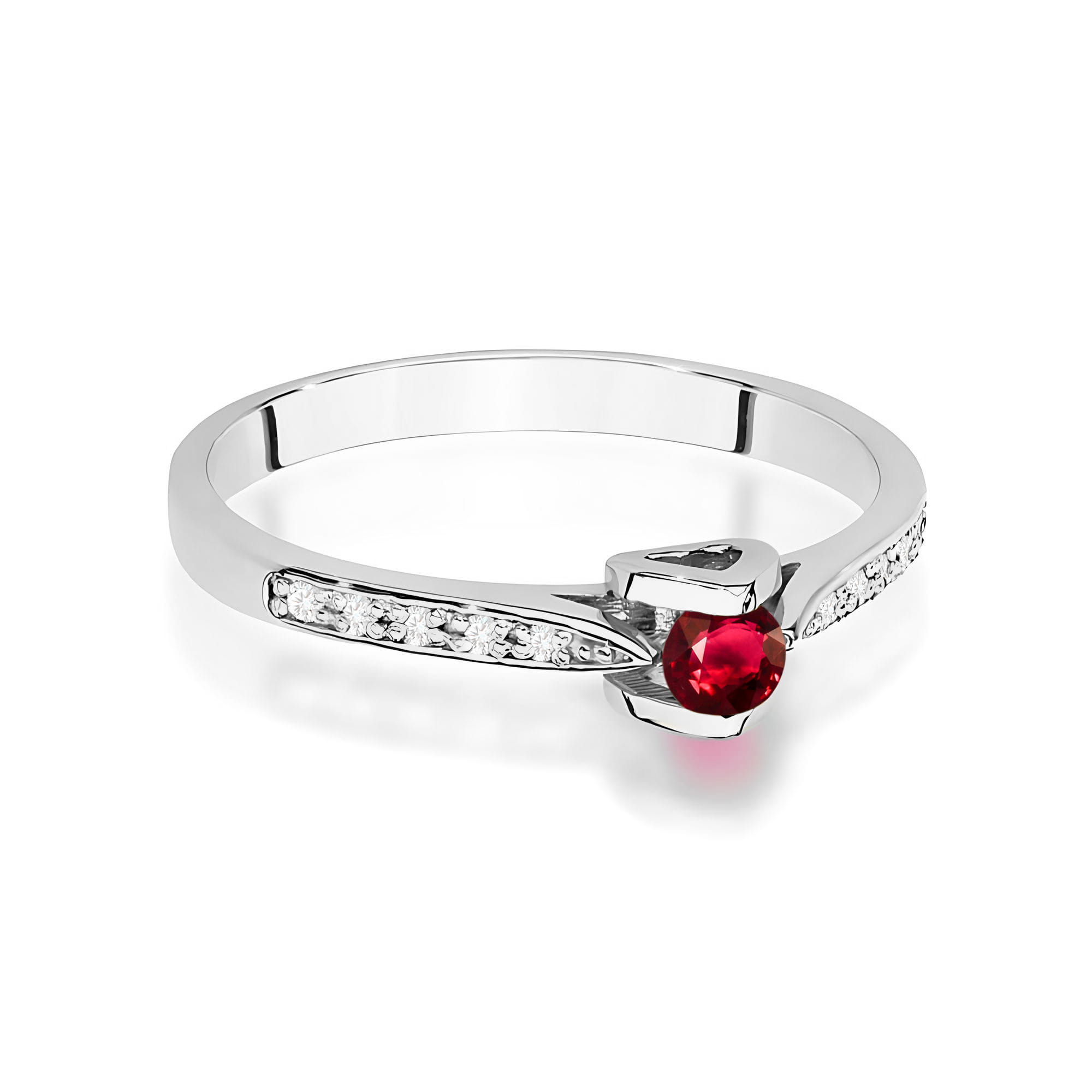 Inel Aur 9K cu Rubin 0.15 ct si Diamante Naturale 0.05 ct