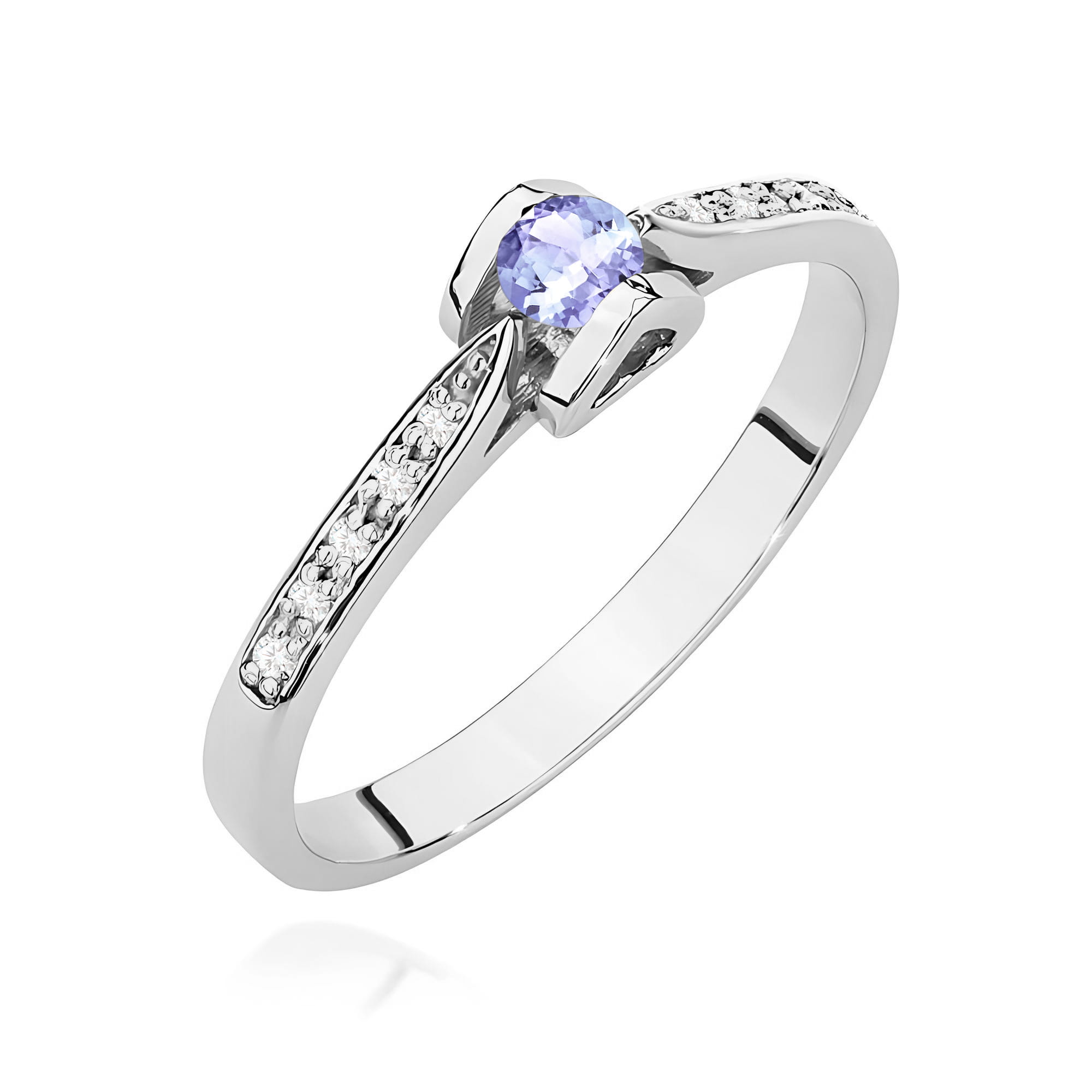 Inel Aur 9K cu Tanzanit 0.15 ct si Diamante Naturale 0.05 ct