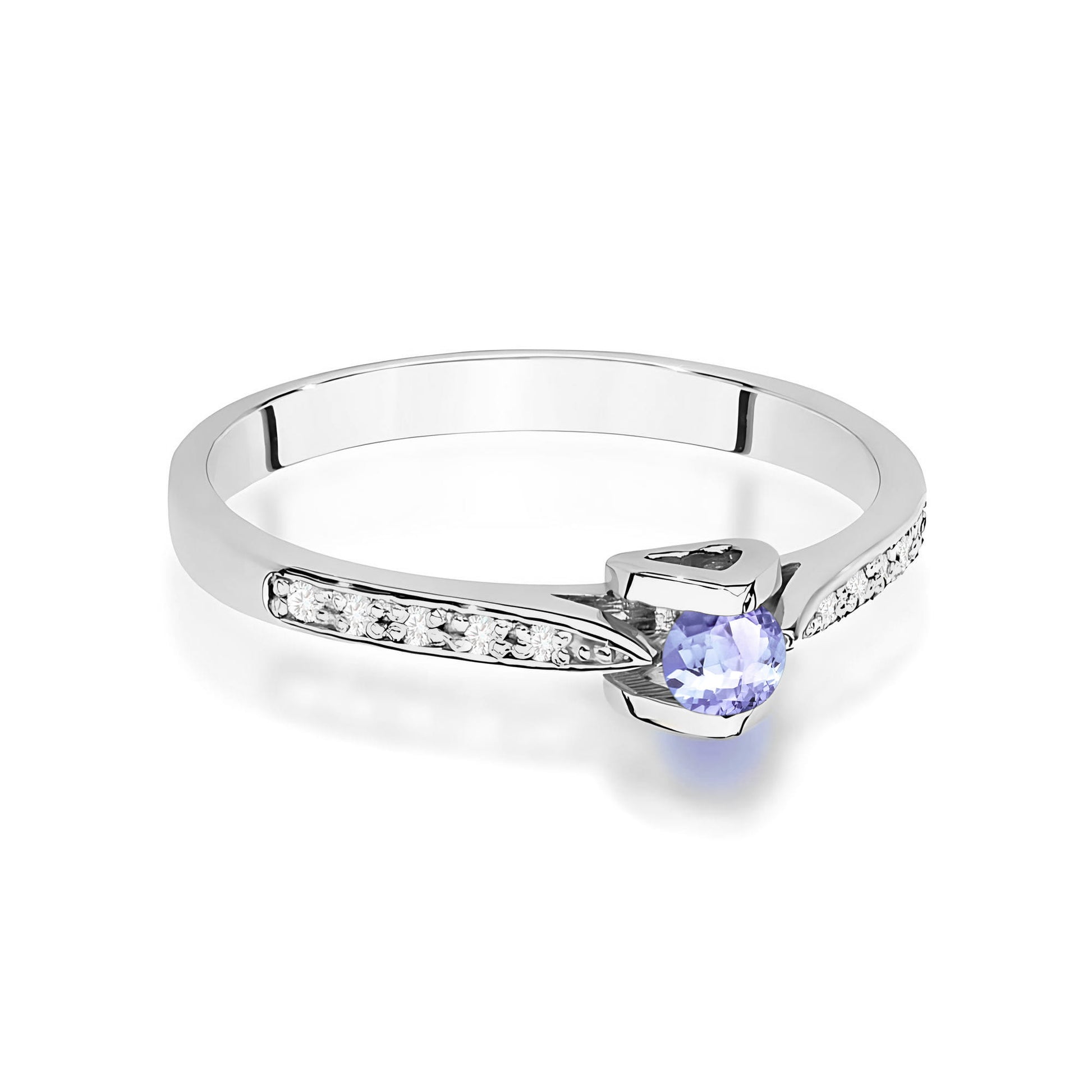 Inel Aur 9K cu Tanzanit 0.15 ct si Diamante Naturale 0.05 ct