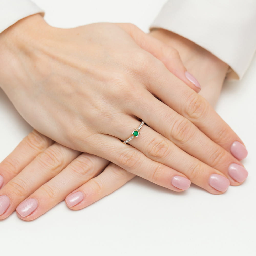 Inel Aur 14K W0435 Smarald 0.15ct
