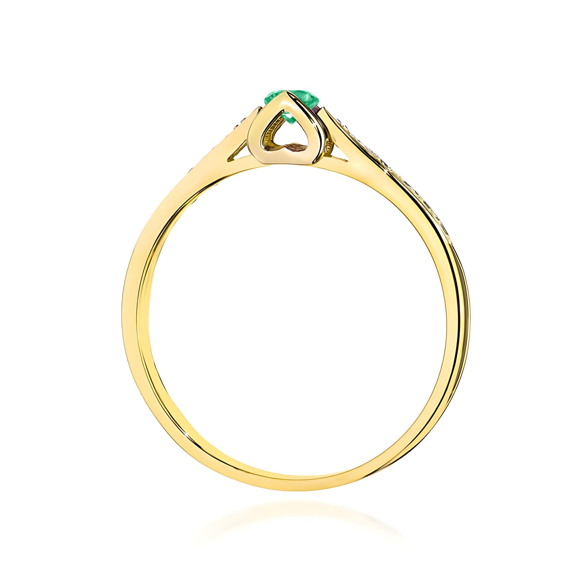 Inel Aur 9K cu Smarald 0.15 ct si Diamante Naturale 0.05 ct