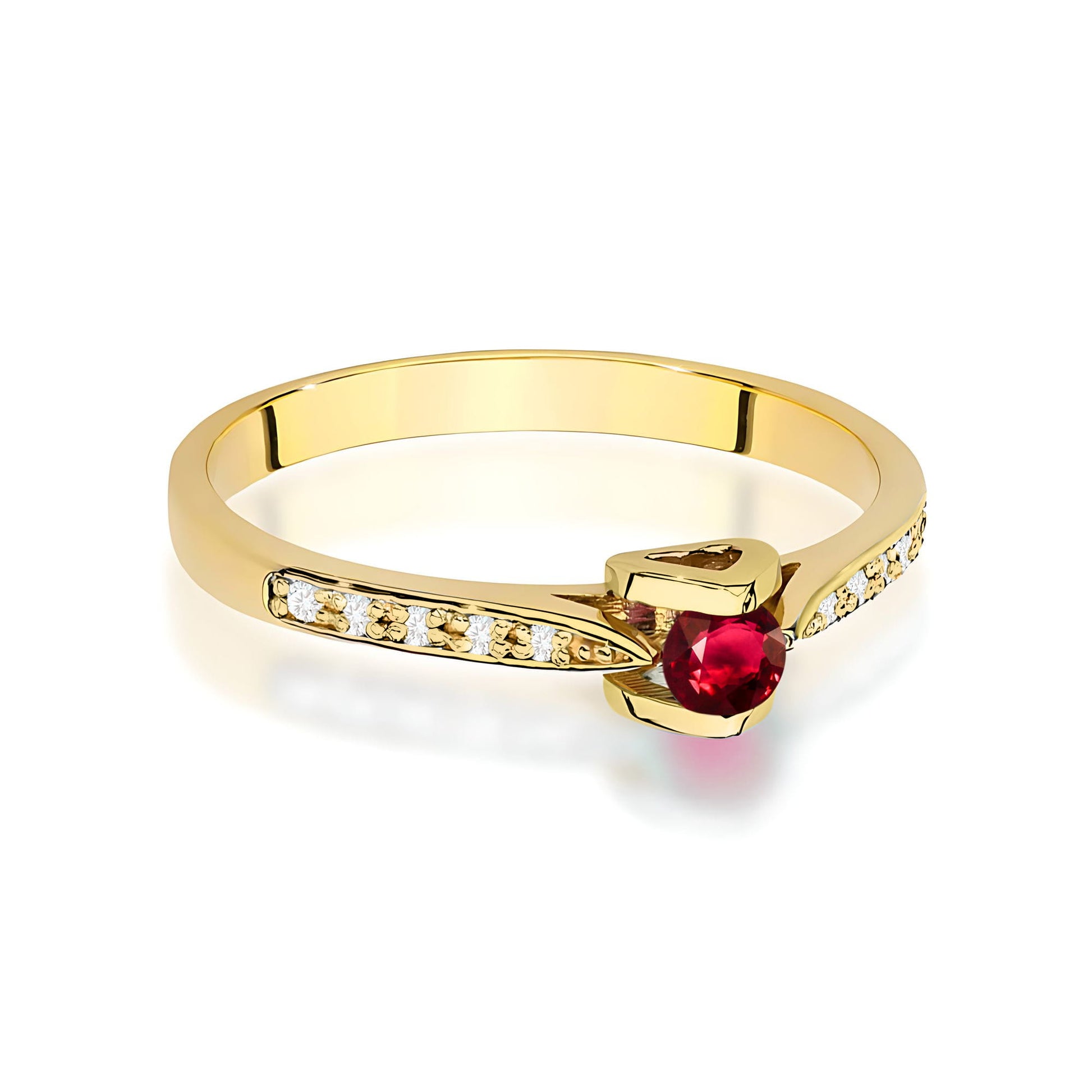 Inel Aur 9K cu Rubin 0.15 ct si Diamante Naturale 0.05 ct