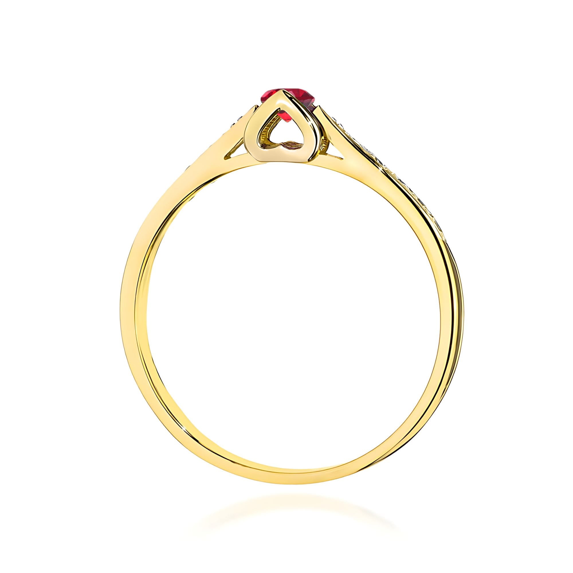 Inel Aur 9K cu Rubin 0.15 ct si Diamante Naturale 0.05 ct