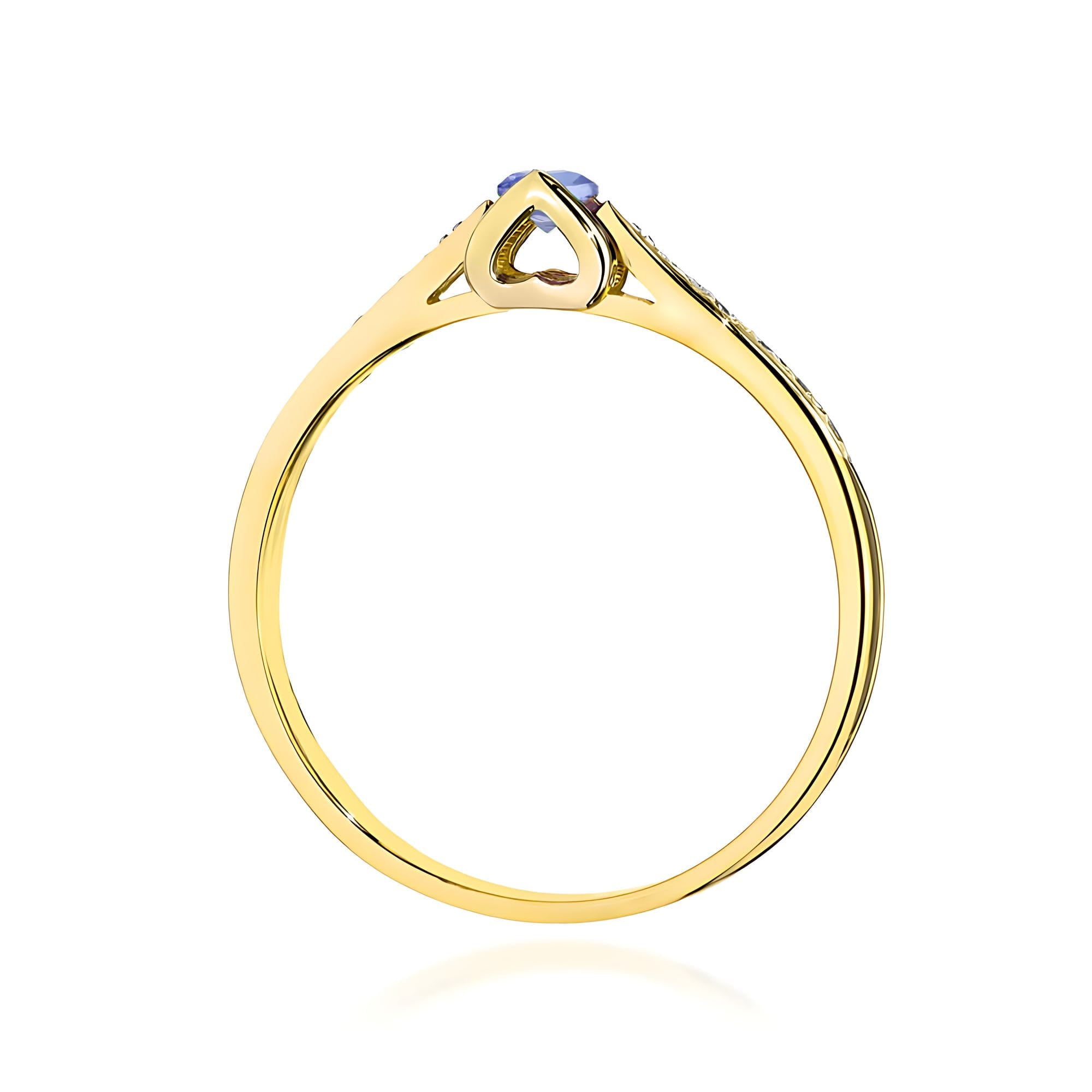 Inel Aur 9K cu Tanzanit 0.15 ct si Diamante Naturale 0.05 ct