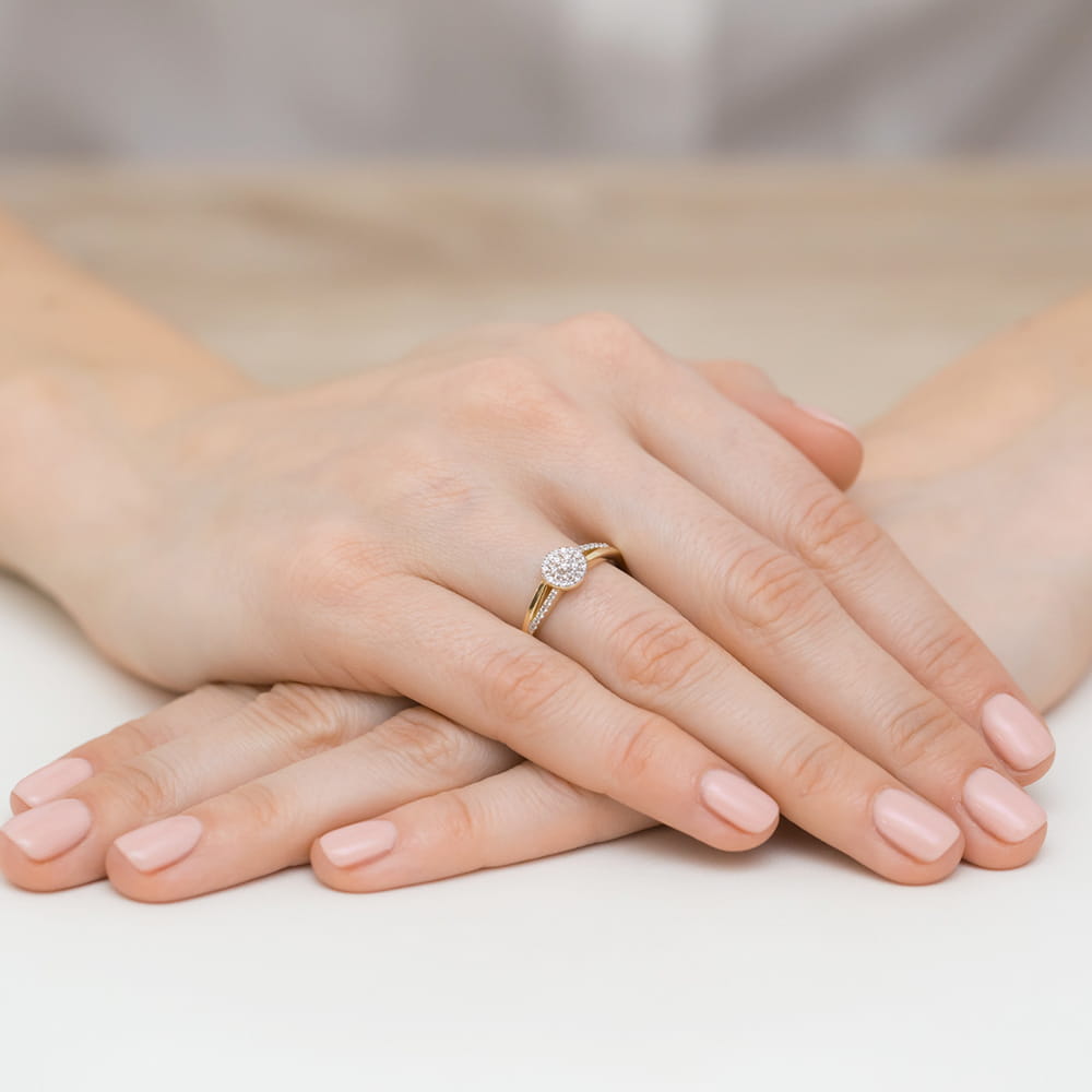Inel Aur 9K cu Diamante Naturale 0.18 ct