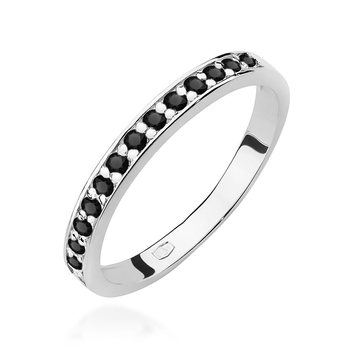 Inel Aur 9K cu Diamante Naturale Negre 0.20 ct