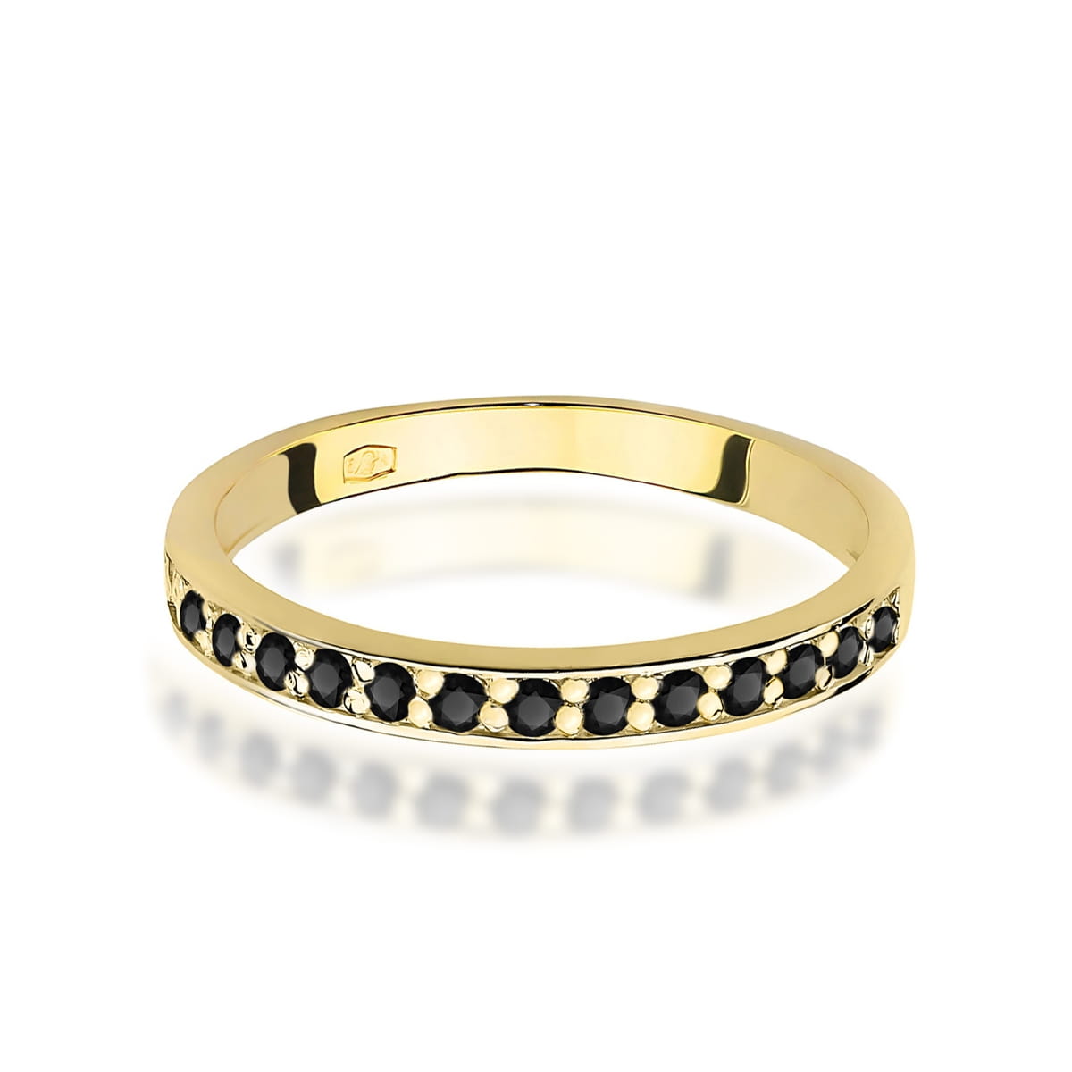 Inel Aur 9K cu Diamante Naturale Negre 0.20 ct