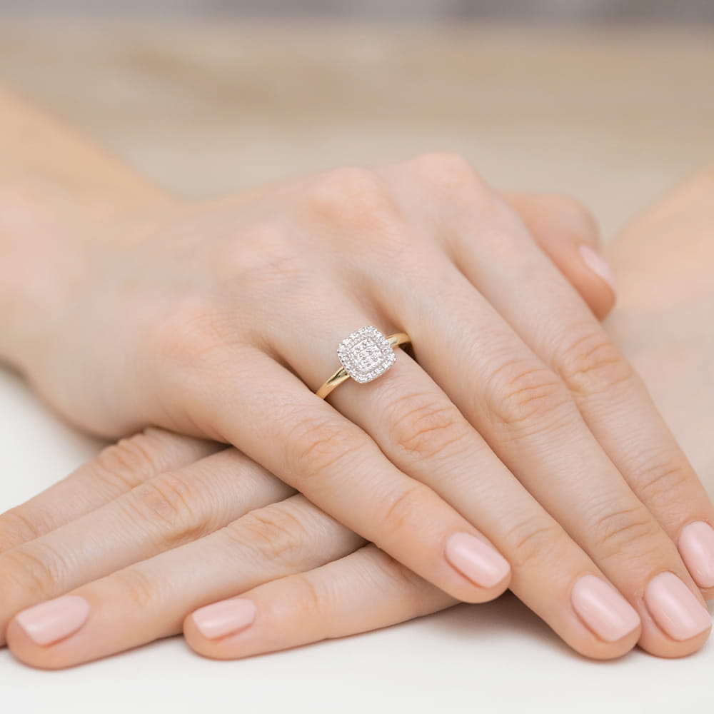 Inel Aur 9K cu Diamante Naturale 0.13 ct