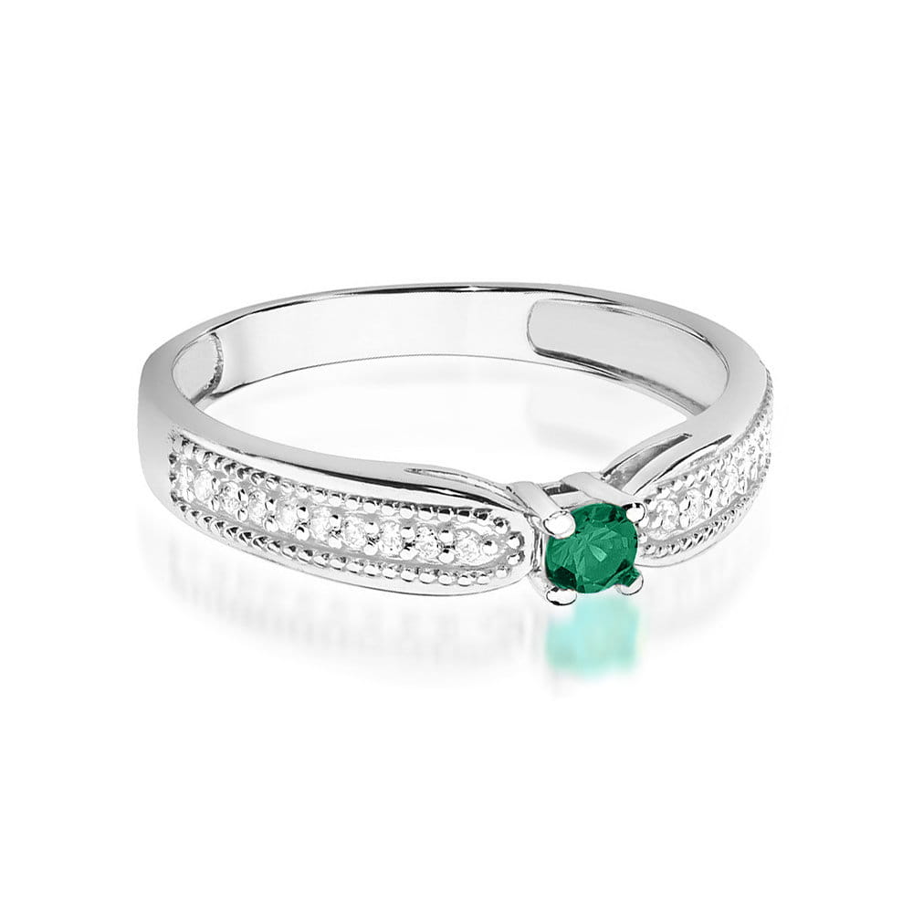 Inel Aur 9K cu Smarald 0.15 ct si Diamante Naturale 0.09 ct