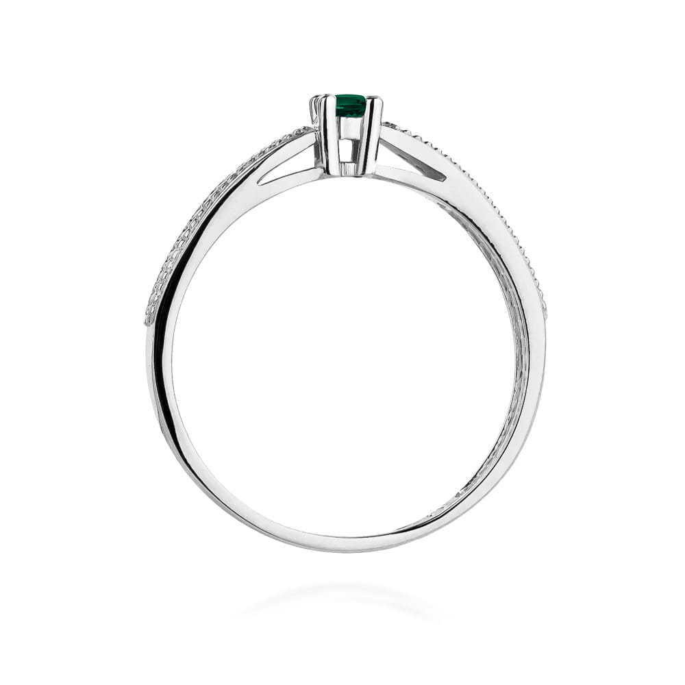 Inel Aur 9K cu Smarald 0.15 ct si Diamante Naturale 0.09 ct