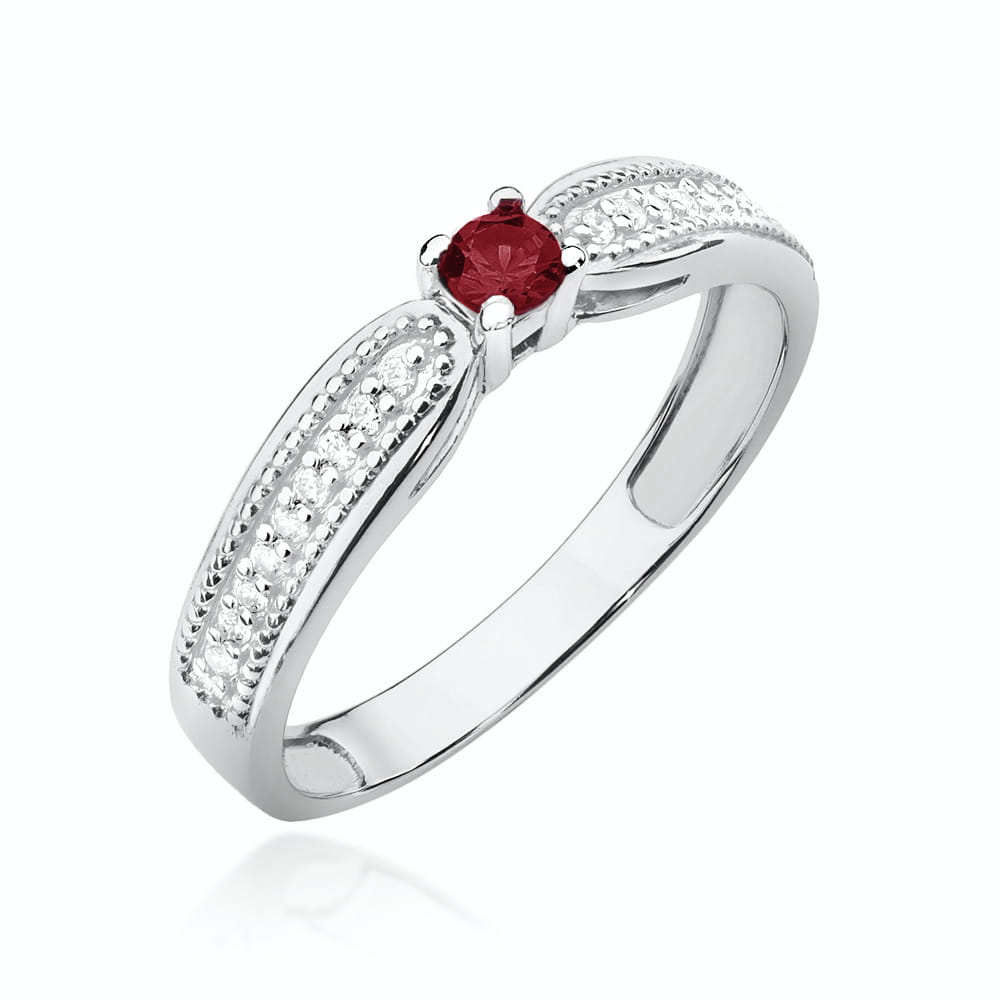 Inel Aur 9K cu Rubin 0.15 ct si Diamante Naturale 0.09 ct