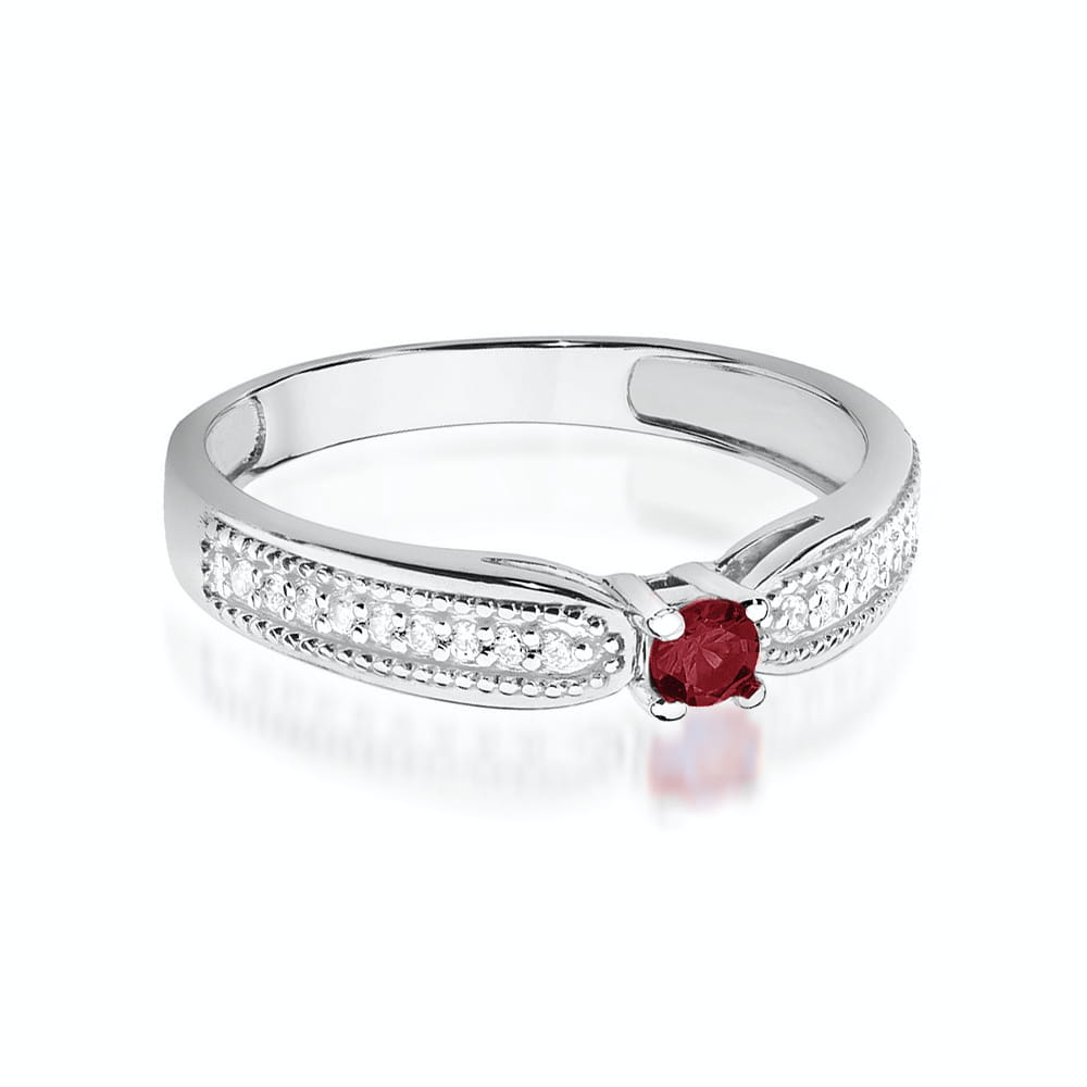 Inel Aur 9K cu Rubin 0.15 ct si Diamante Naturale 0.09 ct