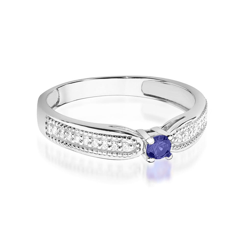 Inel Aur 9K cu Tanzanit 0.15 ct si Diamante Naturale 0.09 ct