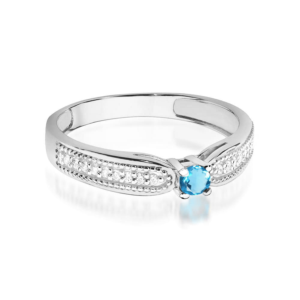 Inel Aur 9K cu Topaz Swiss 0.15 ct si Diamante Naturale 0.09 ct