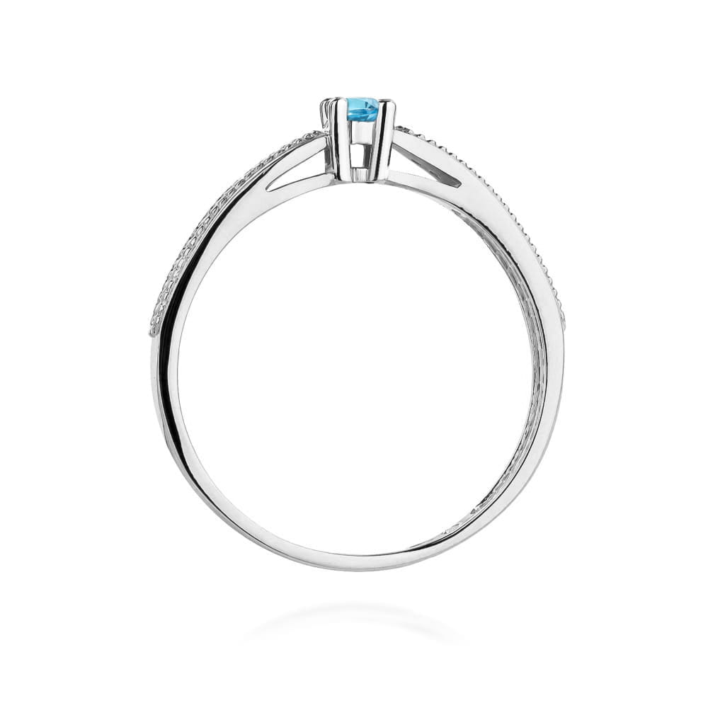 Inel Aur 9K cu Topaz Swiss 0.15 ct si Diamante Naturale 0.09 ct