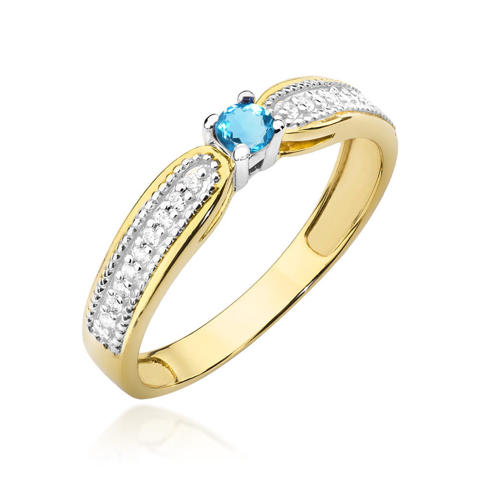 Inel Aur 14K cu Topaz Swiss și Diamante
