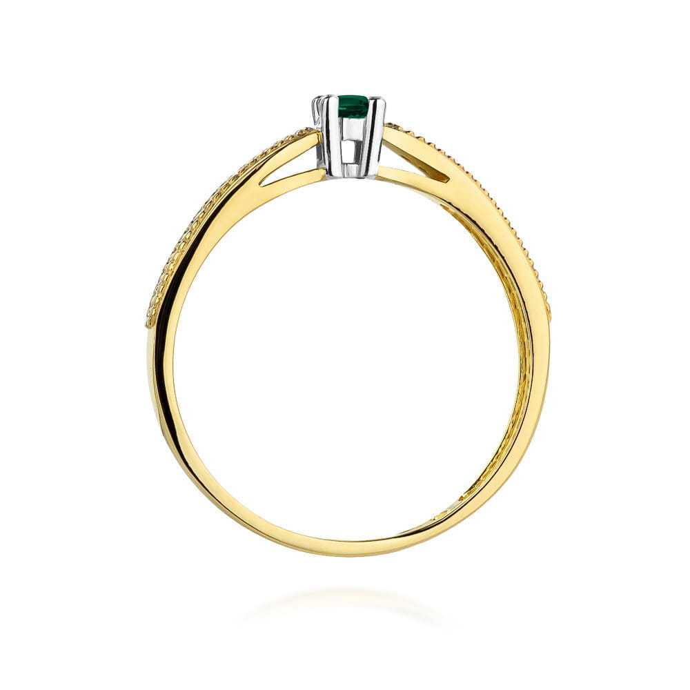 Inel Aur 9K cu Smarald 0.15 ct si Diamante Naturale 0.09 ct