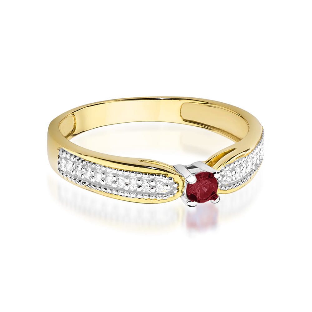 Inel Aur 9K cu Rubin 0.15 ct si Diamante Naturale 0.09 ct
