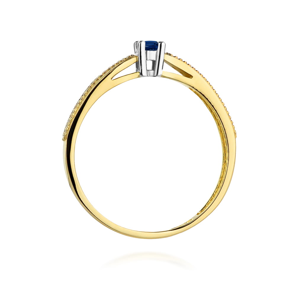 Inel Aur 9K cu Safir 0.15 ct si Diamante Naturale 0.09 ct
