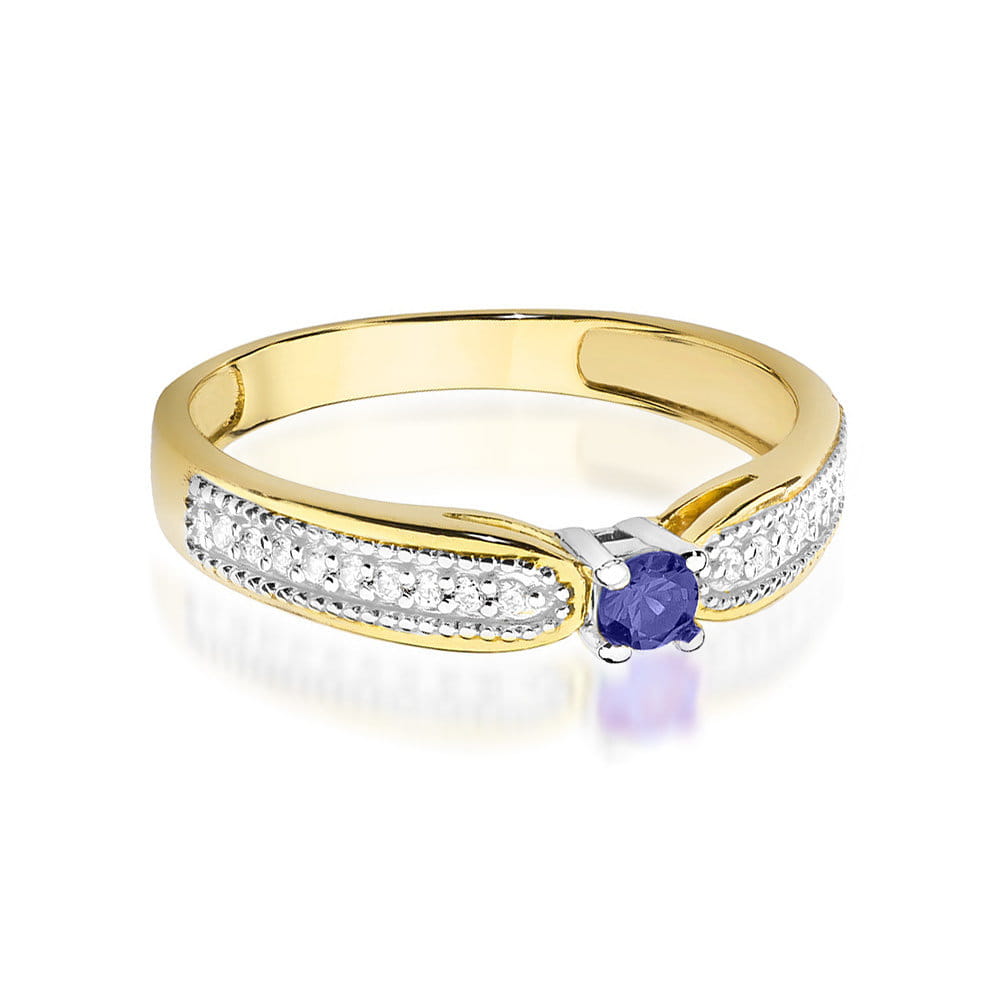 Inel Aur 9K cu Tanzanit 0.15 ct si Diamante Naturale 0.09 ct