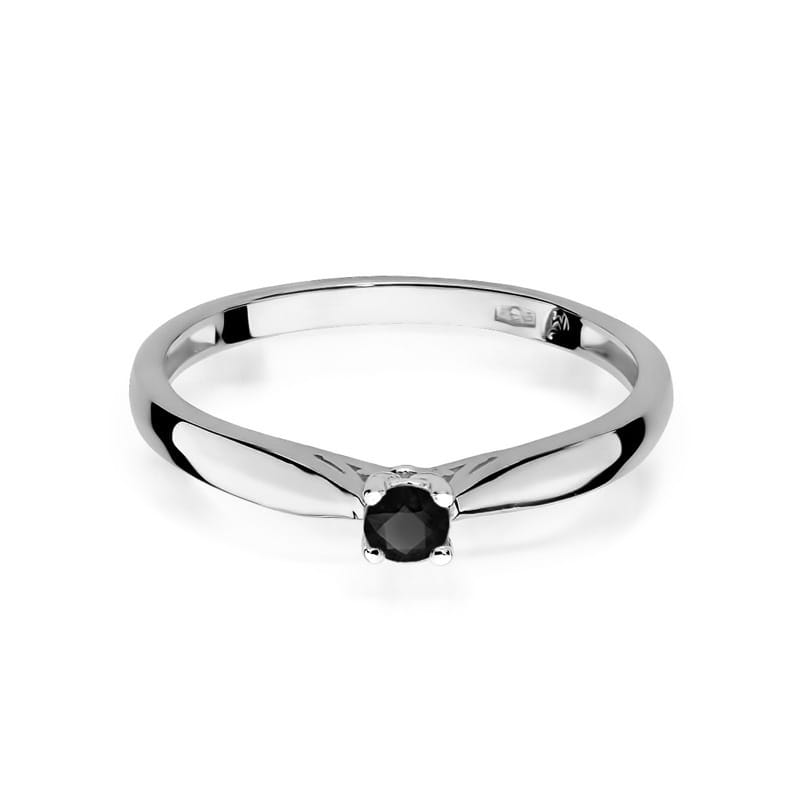 Inel Aur 14k cu Diamant Negru Natural 0.12 ct