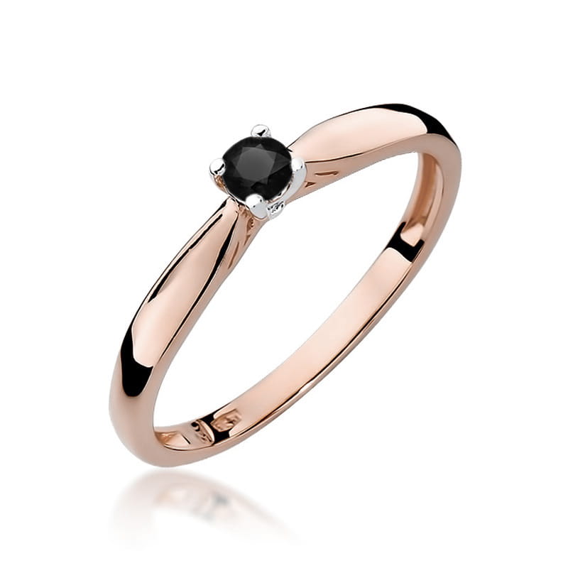 Inel Aur 14k cu Diamant Negru Natural 0.12 ct