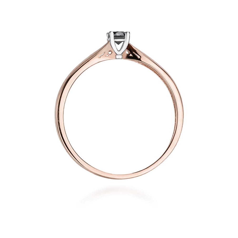 Inel Aur 14k cu Diamant Negru Natural 0.12 ct