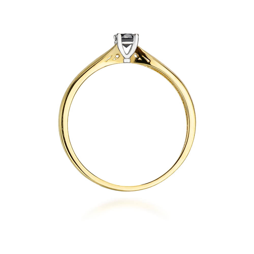 Inel Aur 14k cu Diamant Negru Natural 0.12 ct