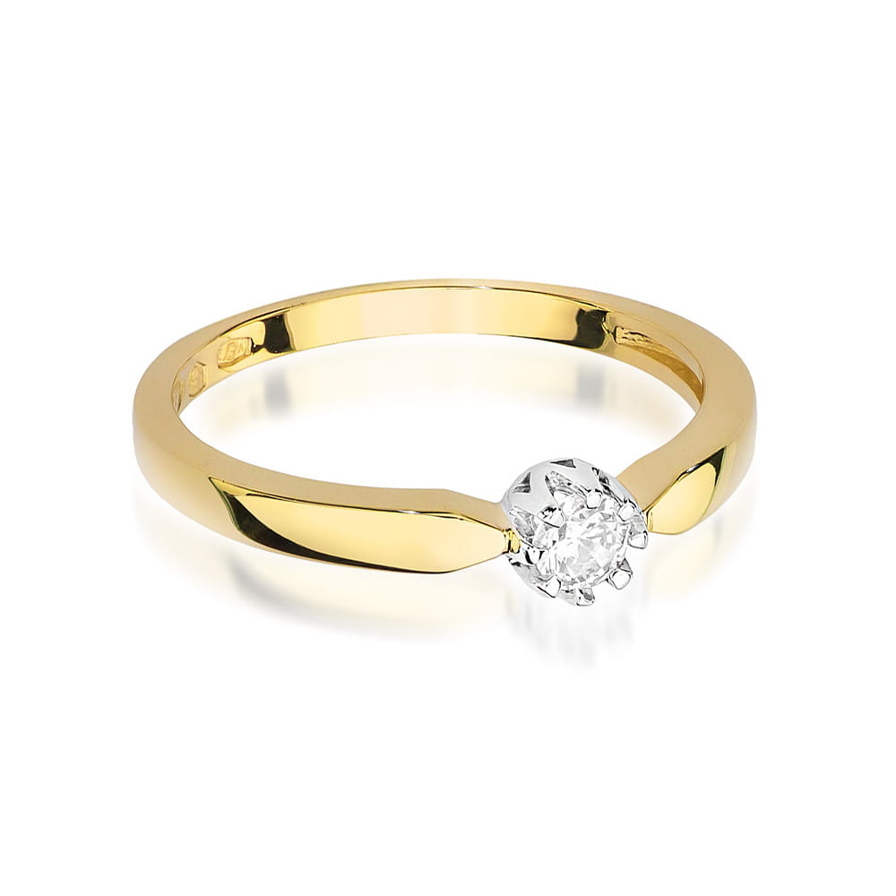 Inel Aur 9K cu Diamant Natural 0.15 ct