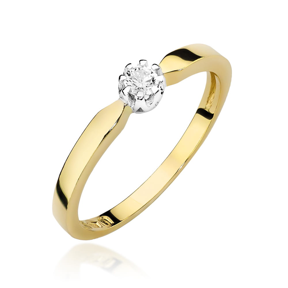 Inel Aur 9K cu Diamant Natural 0.08 ct