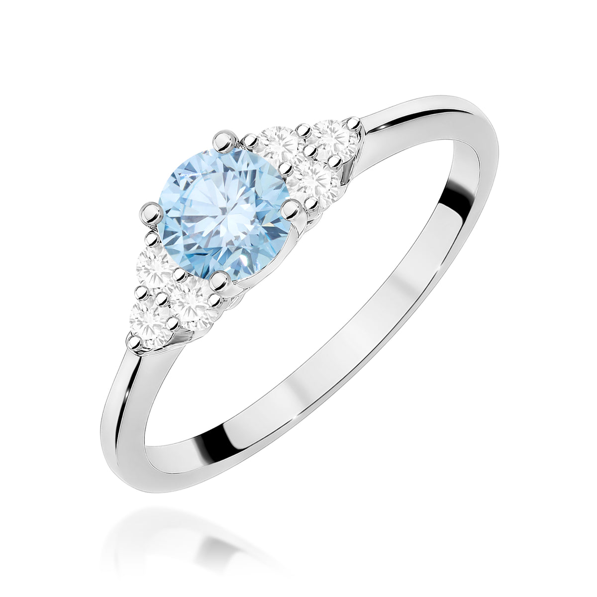 Inel Aur 14K cu Diamante Albastru de Laborator 0.68 ct