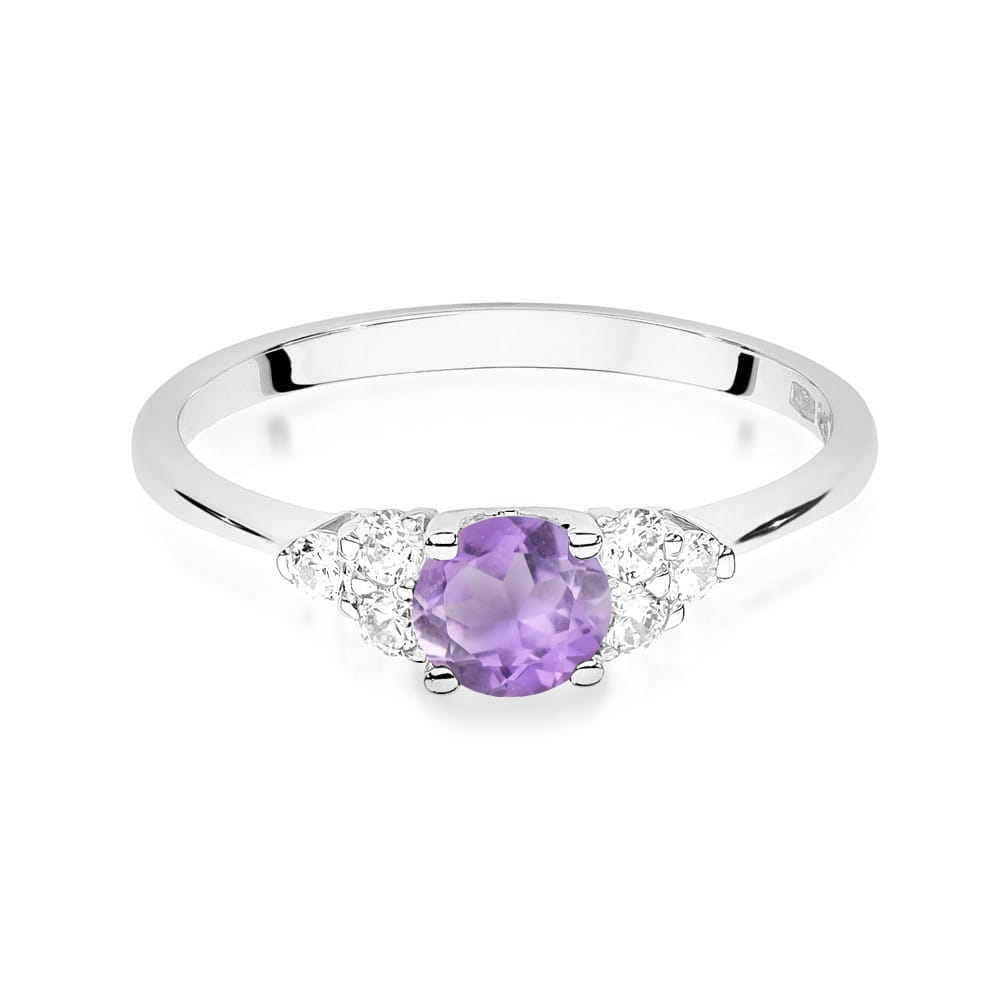 Inel Aur 9K cu Ametist 0.50 ct si Diamante Naturale 0.18 ct