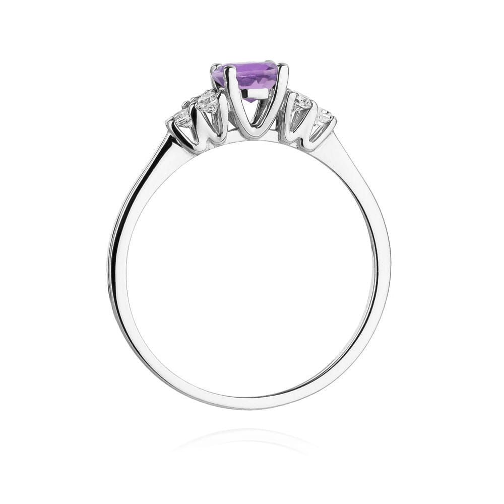 Inel Aur 9K cu Ametist 0.50 ct si Diamante Naturale 0.18 ct