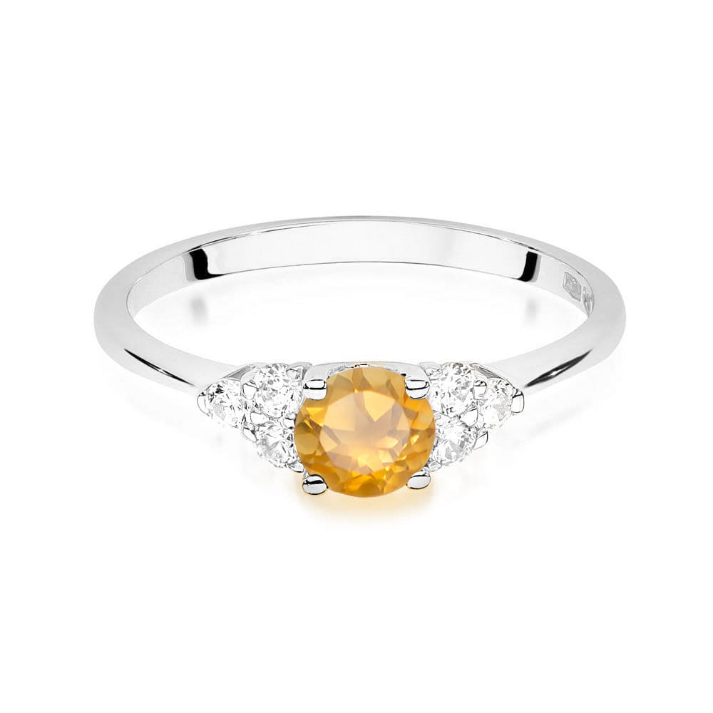 Inel Aur 9K cu Citrin 0.50 ct si Diamante Naturale 0.18 ct