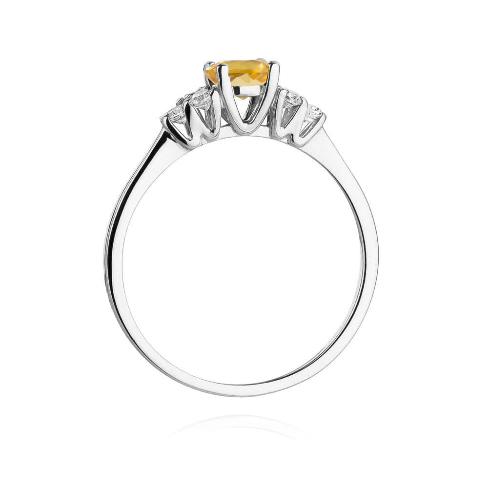 Inel Aur 9K cu Citrin 0.50 ct si Diamante Naturale 0.18 ct