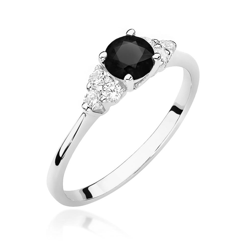 Inel Aur 9K cu Diamante Naturale Albe si Negre 0.68 ct