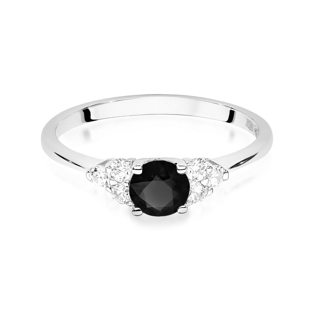 Inel Aur 9K cu Diamante Naturale Albe si Negre 0.68 ct