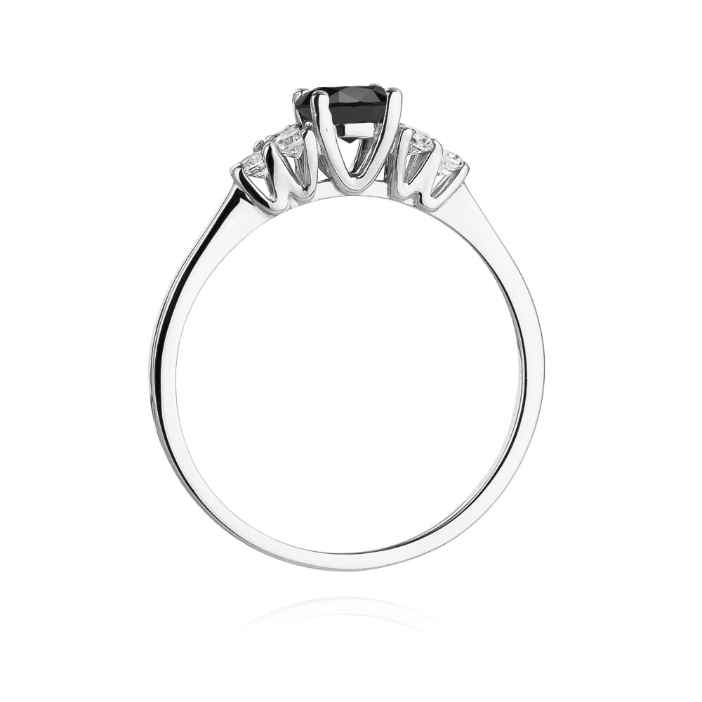 Inel Aur 9K cu Diamante Naturale Albe si Negre 0.68 ct