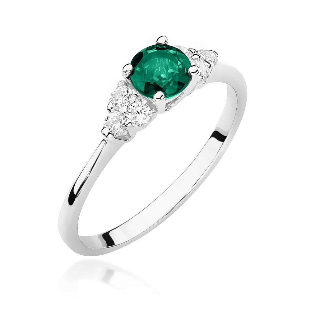 Inel Aur 9K cu Smarald 0.50 ct si Diamante Naturale 0.18 ct