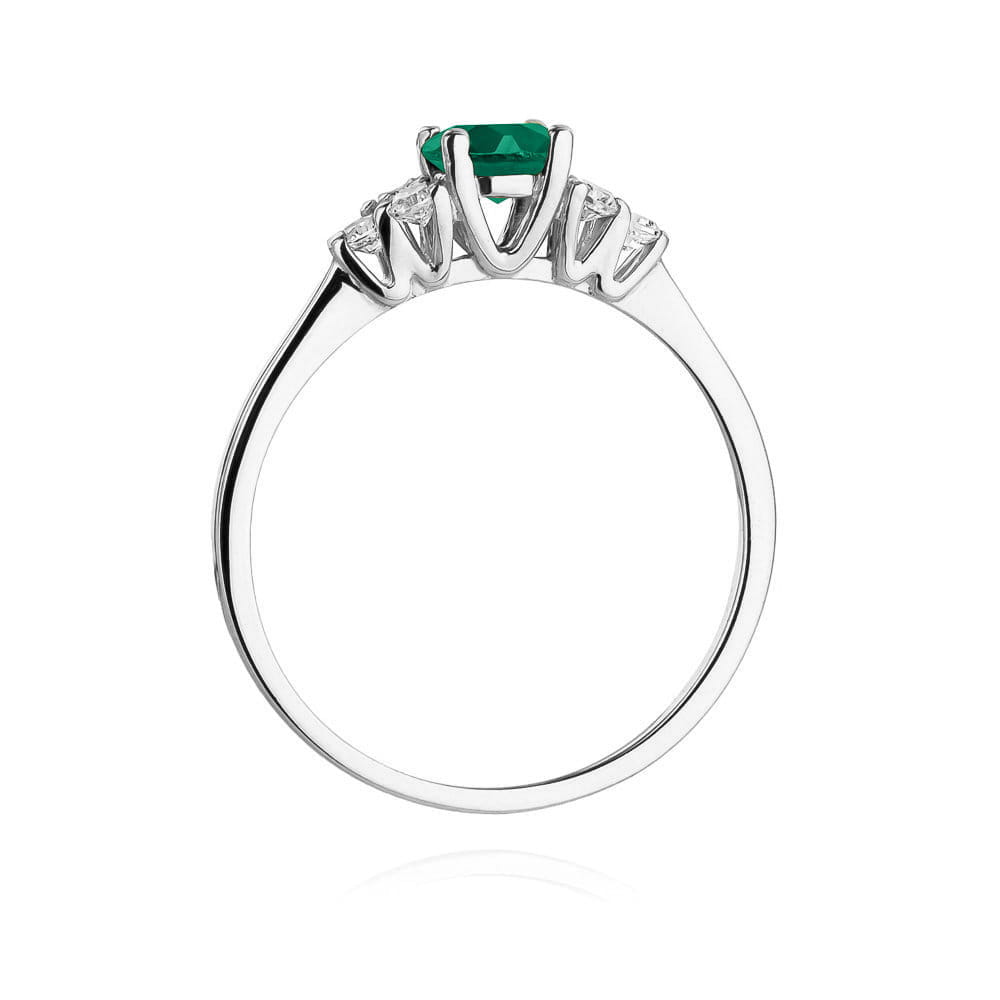 Inel Aur 9K cu Smarald 0.50 ct si Diamante Naturale 0.18 ct