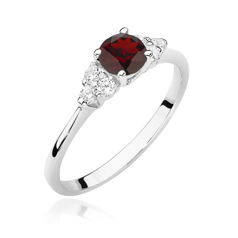 Inel Aur 9K cu Granat 0.60 ct si Diamante Naturale 0.18 ct
