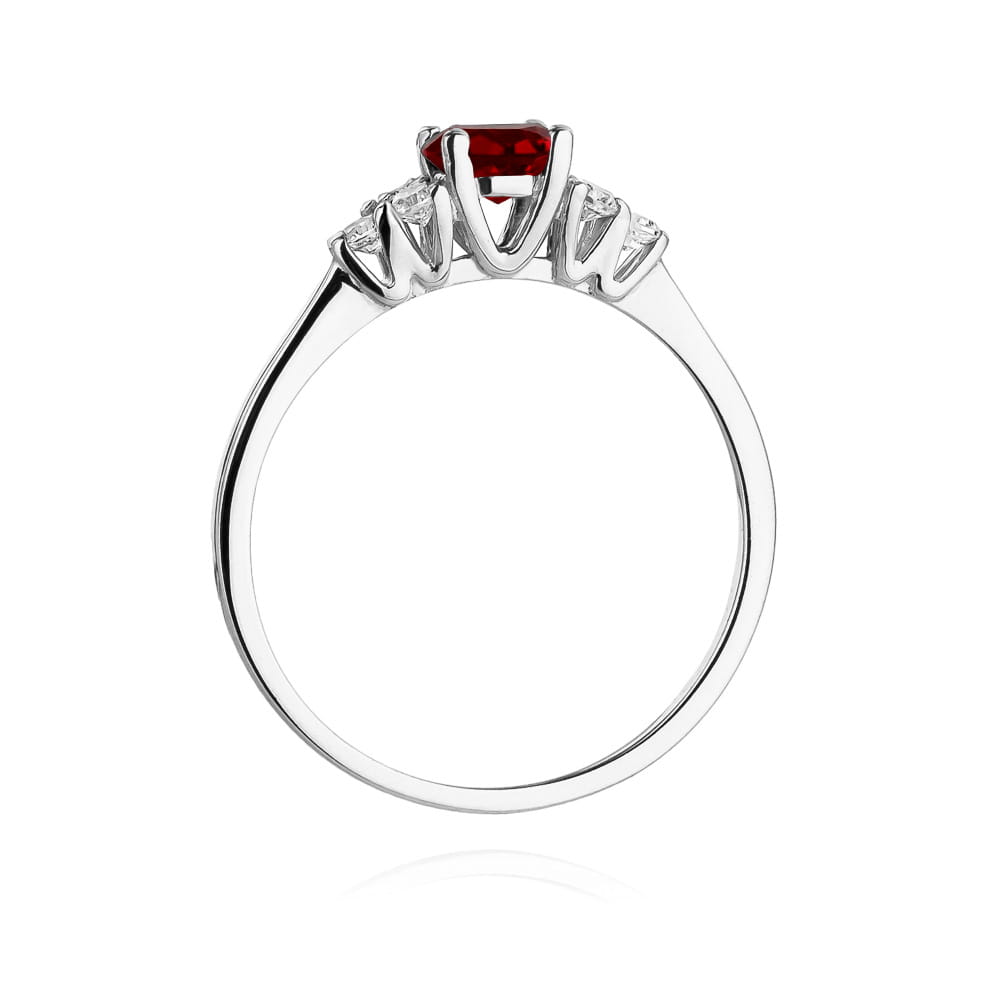 Inel Aur 9K cu Granat 0.60 ct si Diamante Naturale 0.18 ct