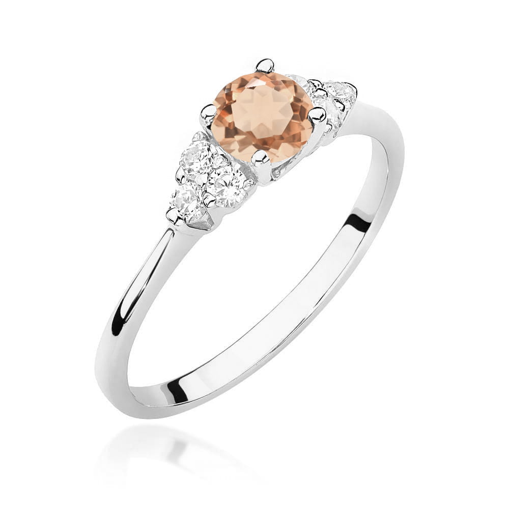 Inel Aur 9K cu Morganit 0.40 ct si Diamante Naturale 0.18 ct