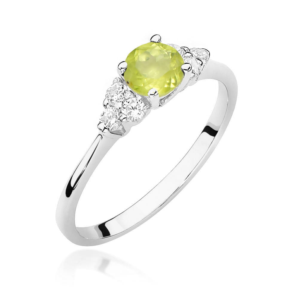 Inel Aur 9K cu Peridot 0.60 ct si Diamante Naturale 0.18 ct